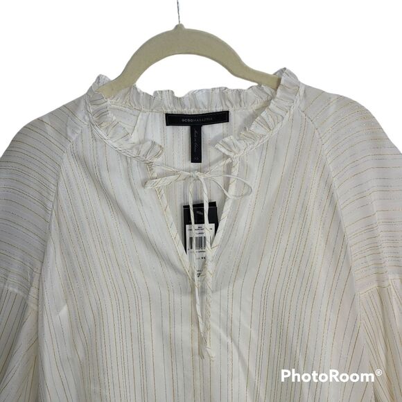 BCBGMAXAZRIA LUREX Shiffon Blouse SIZE‎ XSMALL - Picture 8 of 15
